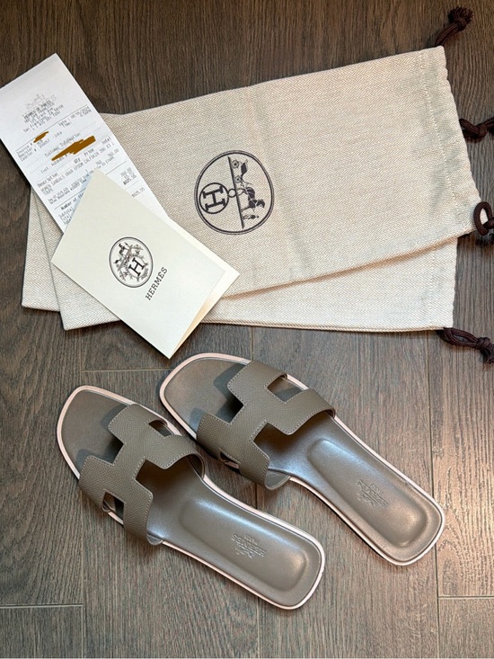 Hermes Shoes - Hermès Oran Sandals, Étoupe, size 39